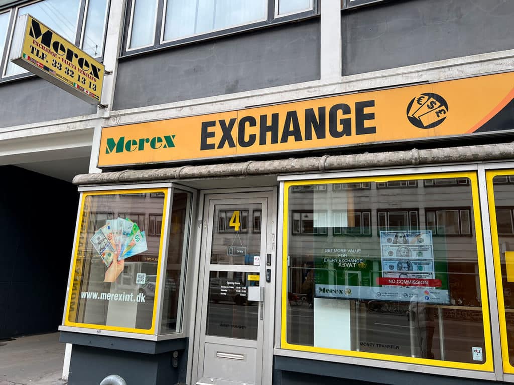 Обменник Merex International. Копенгаген, Дания.